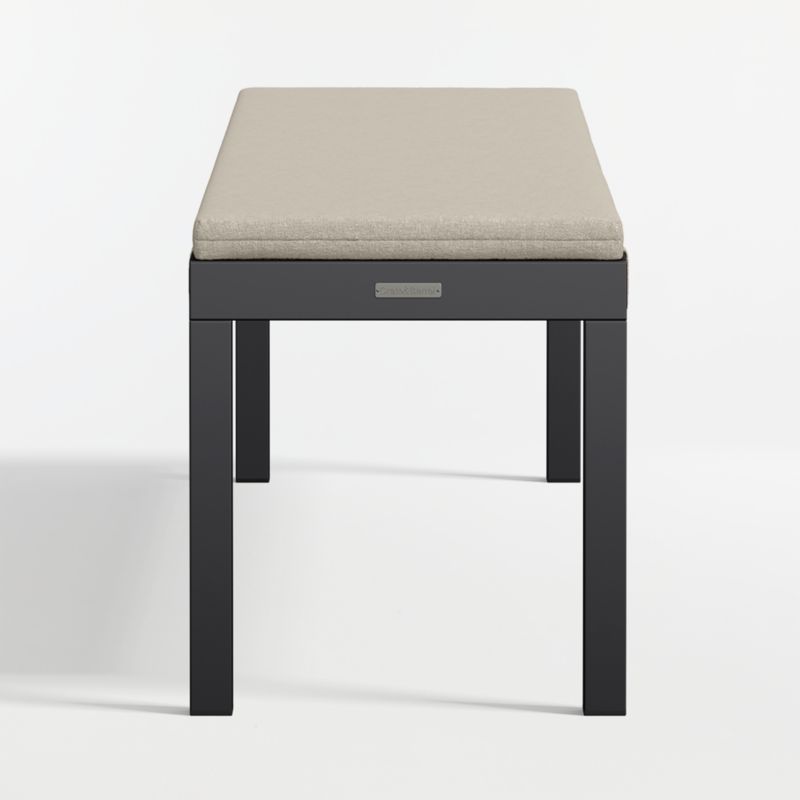 Alfresco Black Metal Outdoor Dining Bench with Canvas Flax Sunbrella ® Cushion - image 7 of 8