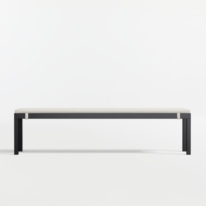 Alfresco Black Metal Outdoor Dining Bench with Canvas Natural Sunbrella ® Cushion - image 5 of 7