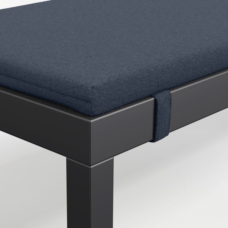 Alfresco Black Metal Outdoor Dining Bench with Canvas Navy Sunbrella ® Cushion - image 7 of 7
