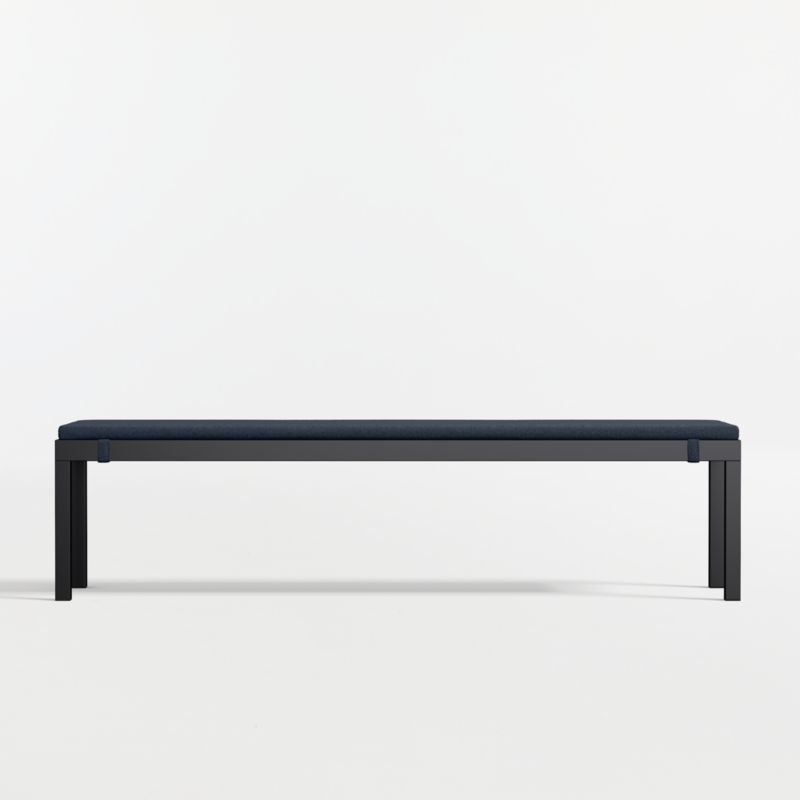 Alfresco Black Metal Outdoor Dining Bench with Canvas Navy Sunbrella ® Cushion - image 5 of 7