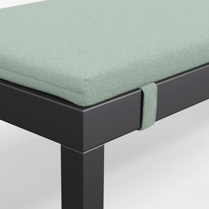 Alfresco Black Metal Outdoor Dining Bench with Canvas Spa Sunbrella ® Cushion - image 7 of 7