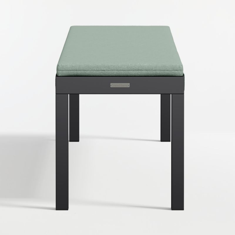 Alfresco Black Metal Outdoor Dining Bench with Canvas Spa Sunbrella ® Cushion - image 6 of 7