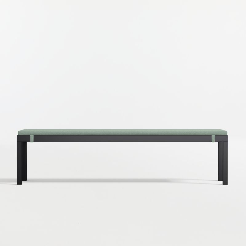Alfresco Black Metal Outdoor Dining Bench with Canvas Spa Sunbrella ® Cushion - image 5 of 7