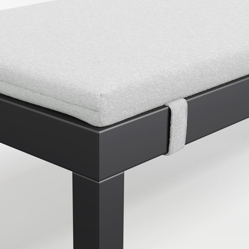 Alfresco Black Metal Outdoor Dining Bench with Canvas White Sunbrella ® Cushion - image 7 of 7