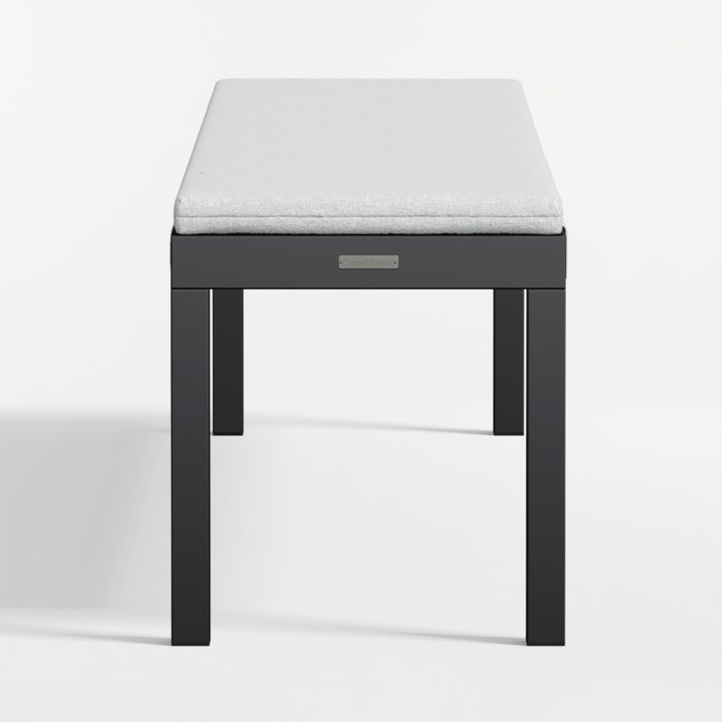 Alfresco Black Metal Outdoor Dining Bench with Canvas White Sunbrella ® Cushion - image 6 of 7