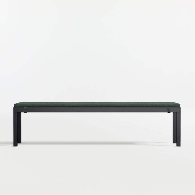 Alfresco Black Metal Outdoor Dining Bench with Cast Ivy Sunbrella ® Cushion - image 5 of 7