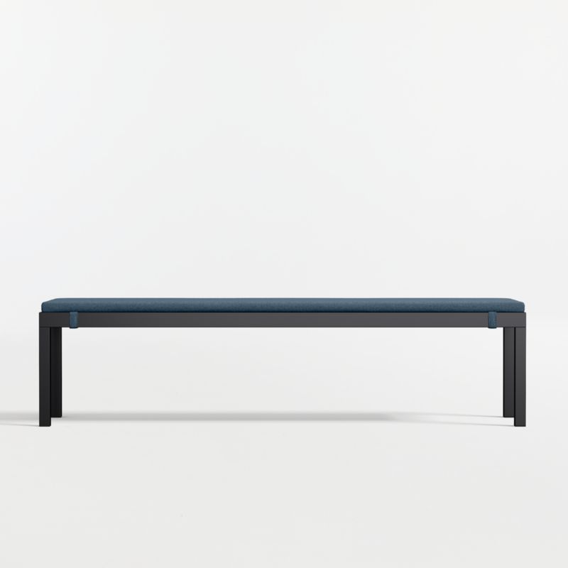 Alfresco Black Metal Outdoor Dining Bench with Cast Harbor Sunbrella ® Cushion - image 5 of 7