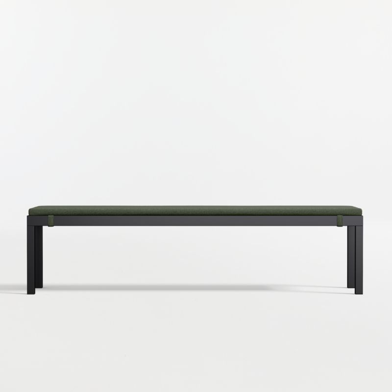 Alfresco Black Metal Outdoor Dining Bench with Cast Sage Sunbrella ® Cushion - image 5 of 7
