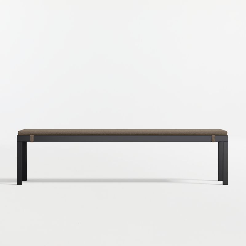Alfresco Black Metal Outdoor Dining Bench with Cast Shale Sunbrella ® Cushion - image 5 of 7