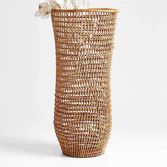 Algarve Large Light Brown Woven Vase 22"