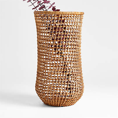 Algarve Medium Light Brown Woven Vase 16"