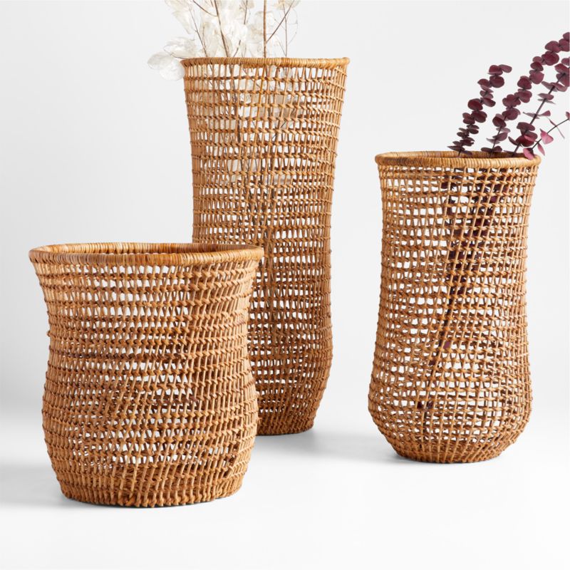 Algarve Light Brown Woven Vases | Crate & Barrel Canada