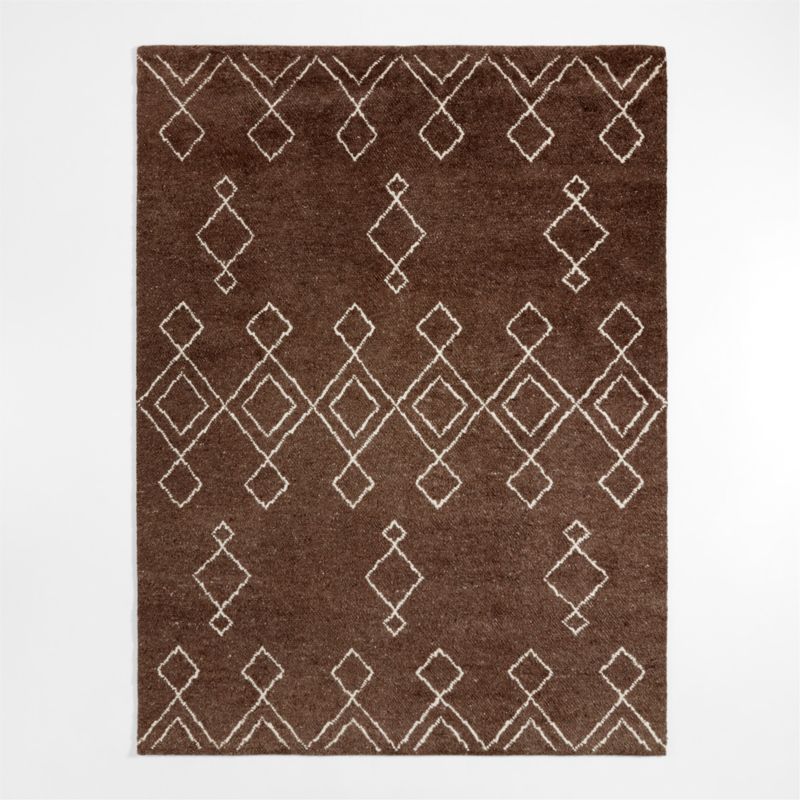 Algiers Wool Hand-Knotted Brown Area Rug 6'x9' | Crate & Barrel