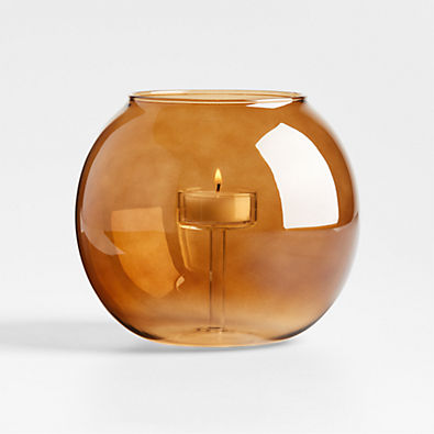 View Alina Amber Glass Large Tealight Holder details
