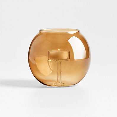 View Alina Amber Glass Small Tealight Holder details