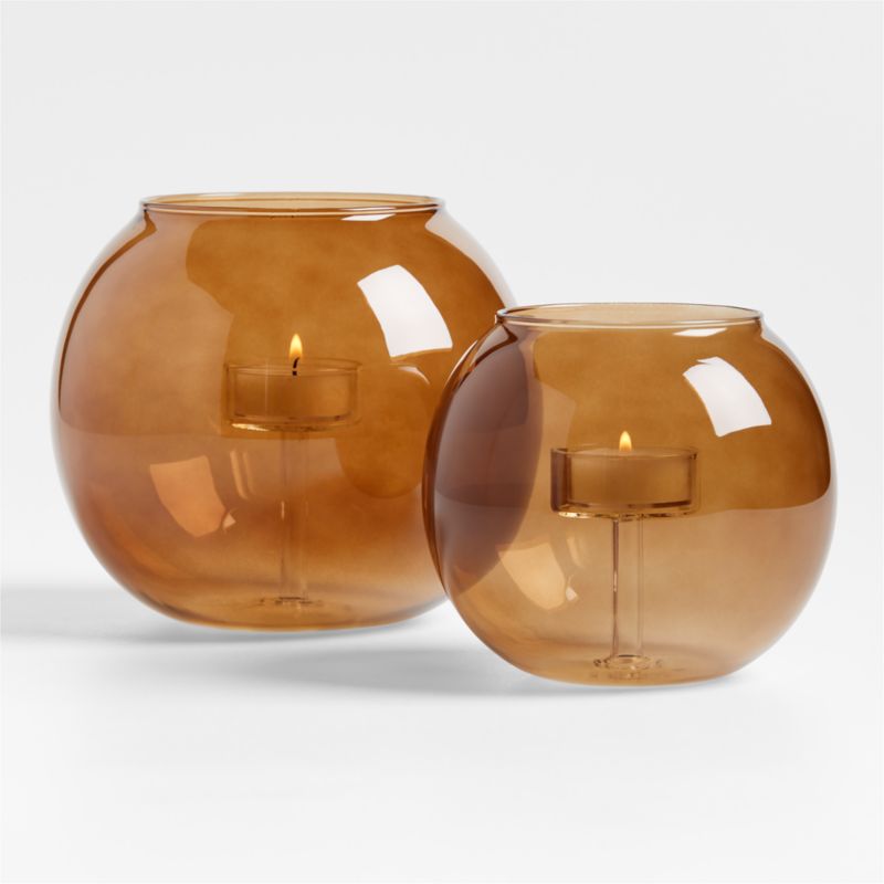 Alina Amber Glass Small Tealight Holder - image 1 of 5