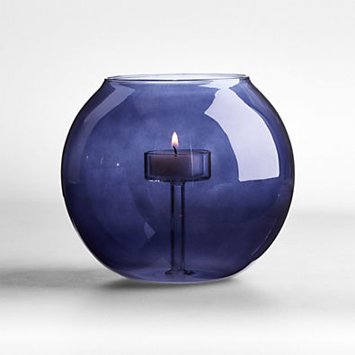 View Alina Large Deep Blue Glass Tealight Candle Holder details