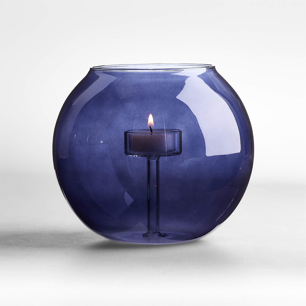 Alina Large Deep Blue Glass Tealight Candle Holder + Reviews Crate