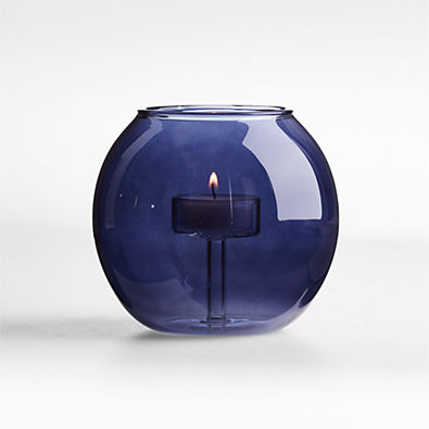 View Alina Small Deep Blue Glass Tealight Candle Holder details
