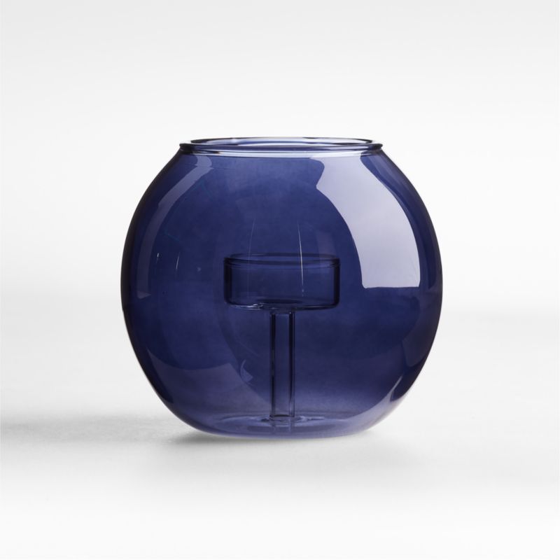 Alina Deep Blue Glass Tealight Candle Holder