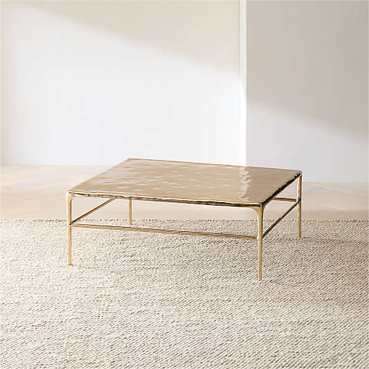 Alira Polished Brass Cast Aluminum 40" Square Coffee Table