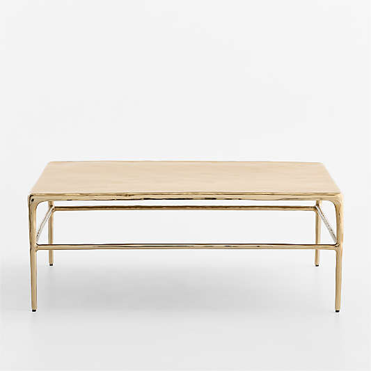 Alira Polished Brass Cast Aluminum 40" Square Coffee Table