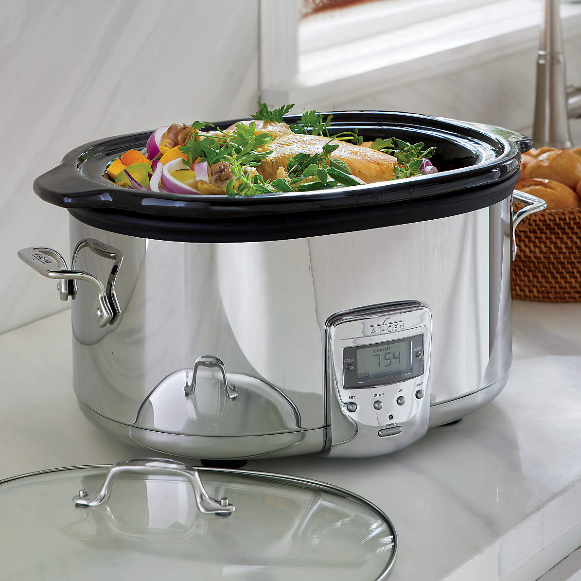 KitchenAid 6-Quart Stainless Steel Oval Slow Cooker at