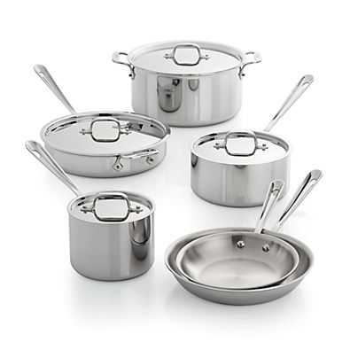 View All-Clad ® D3 3-Ply Stainless Steel 10-Piece Cookware Set details