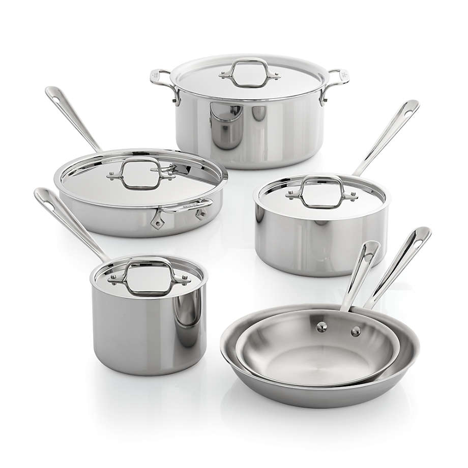 All-Clad d3 Stainless 10-Piece Cookware Set with Bonus + Reviews | Crate & Barrel