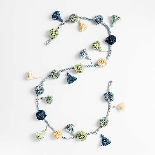 All Across Africa Blue Pom Pom Garland