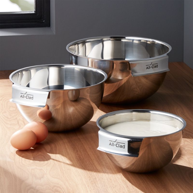 HexClad Set of Three Stainless Steel Mixing and Storage Bowls