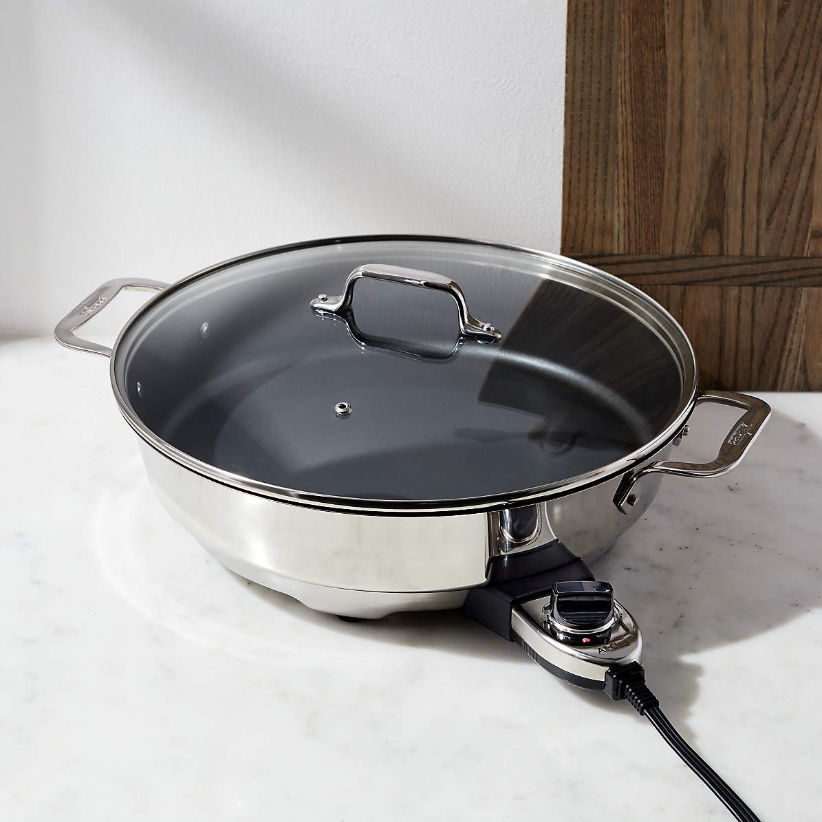 16-Inch Electric Skillet - Rectangular Stainless-Steel Pan with