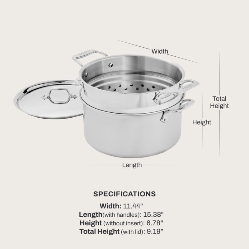 All-Clad ® D3 8-Qt. Stainless Steel Stainless Steel Simply Strain Multipot with Insert - image 8 of 11