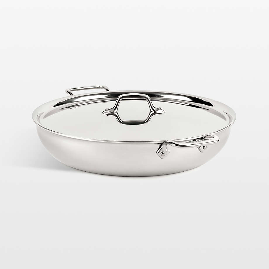 All-Clad D3 7-Qt. Stainless 3-ply Bonded Cookware, Sunday Supper Pan with Lid + Reviews | Crate & Barrel