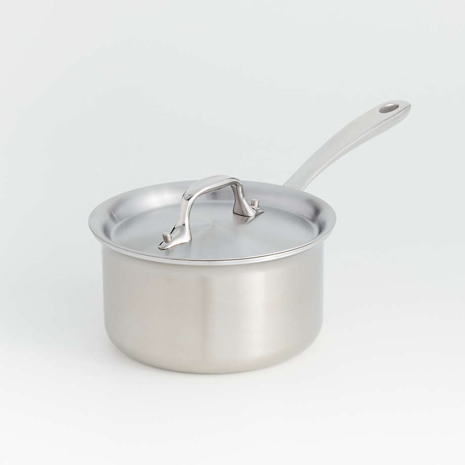 AllClad d3 Curated 1.5Quart Saucepan with Lid + Reviews Crate
