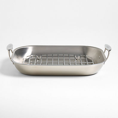 View All-Clad ® D3 Curated Large 18.5" Flared Roasting Pan with Rack details