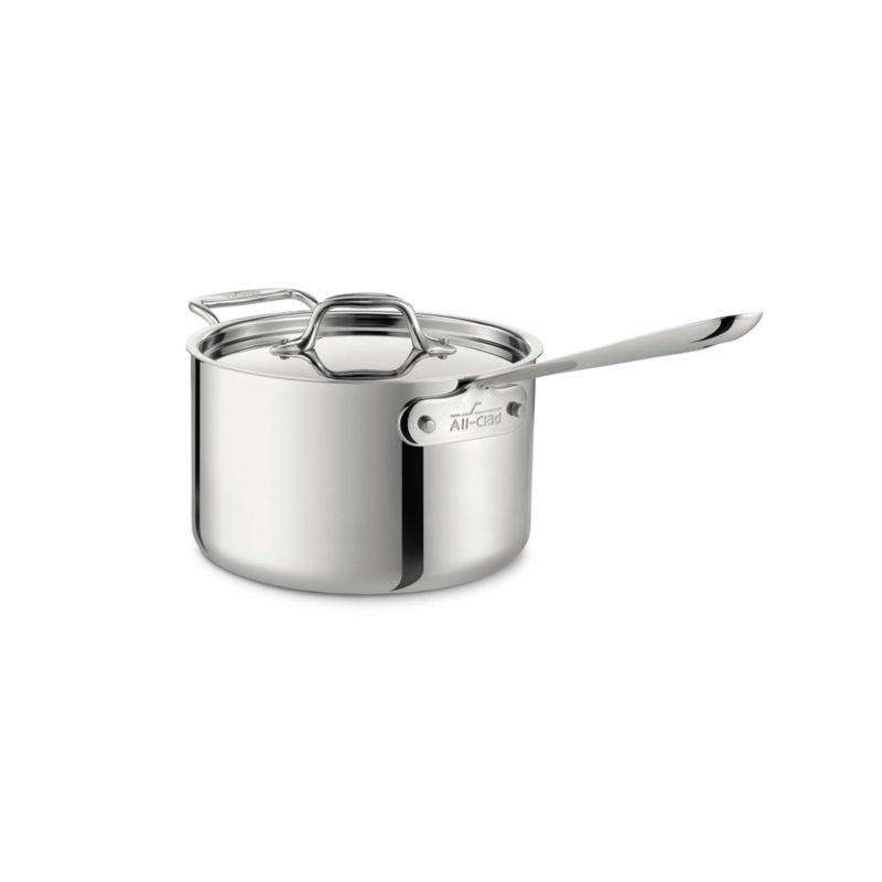 All-Clad d3 Stainless Steel 4-qt. Saucepan with Lid + Reviews | Crate & Barrel