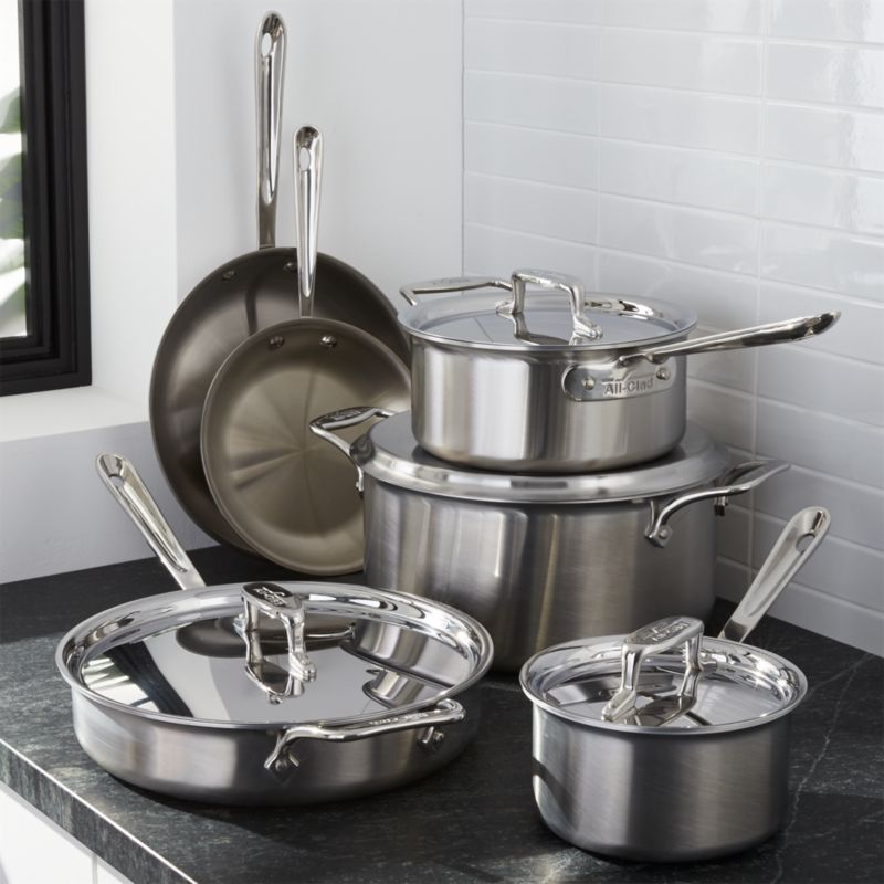 All-Clad d5 Brushed Stainless Steel 10-Piece Cookware Set with Bonus +  Reviews | Crate & Barrel