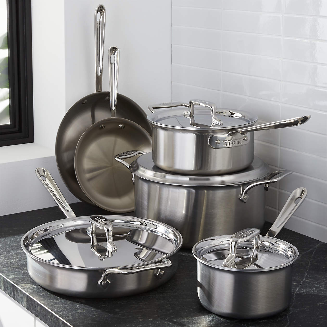 AllClad d5 Brushed Stainless Steel 10Piece Cookware Set with Bonus