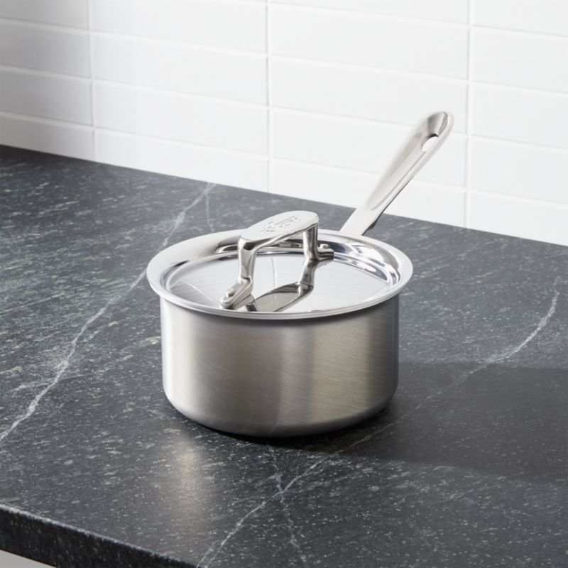 All-Clad d5 1.5 qt Brushed Stainless Steel Saucepan with Lid + Reviews |  Crate & Barrel