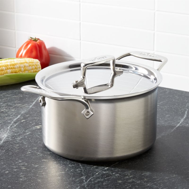 D5 Stainless Brushed 5-ply Bonded Cookware, Stockpot with lid, 8 quart