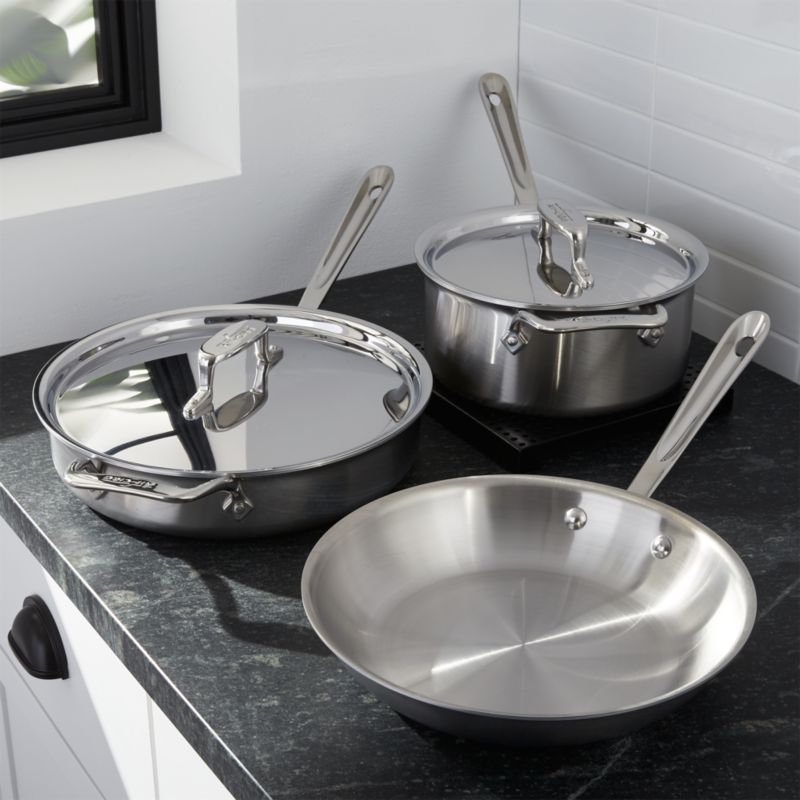 All-Clad D5 Brushed Stainless Steel 10 Piece Cookware Set with Free 4 Piece Lasagna Set