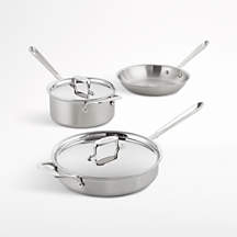 All-Clad D5 Brushed Stainless Steel 5-Piece Cookware Set + Reviews | Crate & Barrel