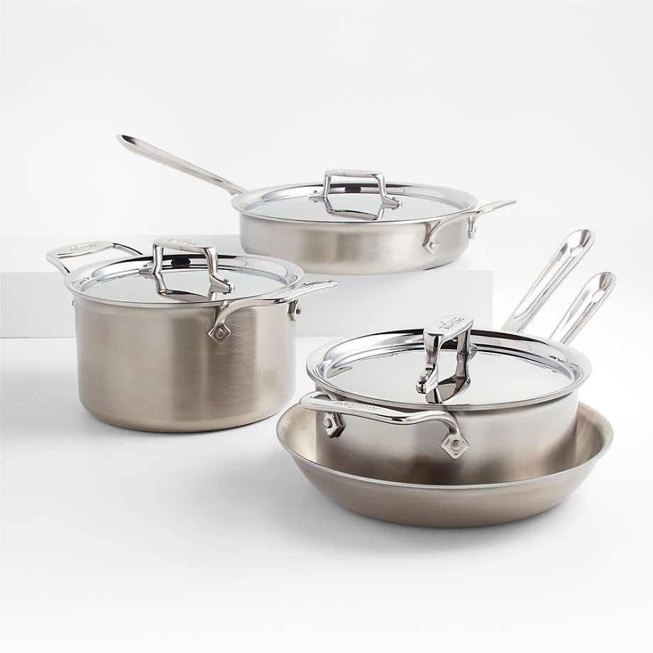 All-Clad d5 Brushed Stainless Steel 7-Piece Cookware Set | Crate & Barrel