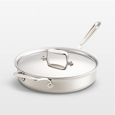 View All-Clad © d5 Brushed Stainless Steel 3-Quart Sauté Pan with Lid details