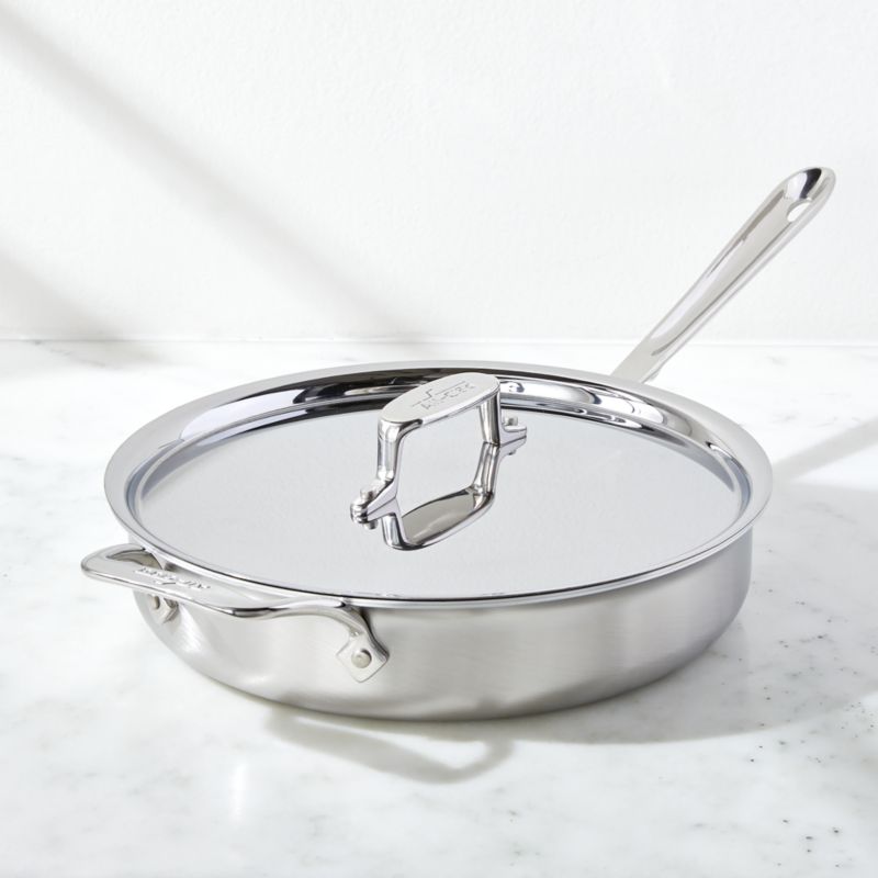 All-Clad d3 Stainless 6 qt. Sauté Pan with Lid + Reviews | Crate & Barrel