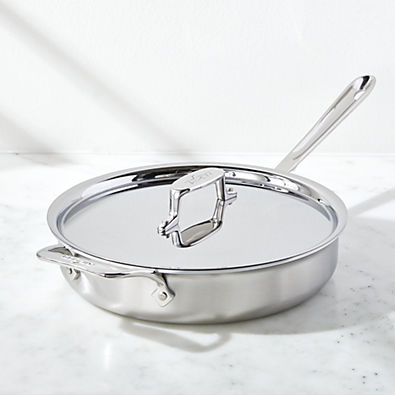 View All-Clad © d5 Brushed Stainless Steel 3-Quart Sauté Pan with Lid details
