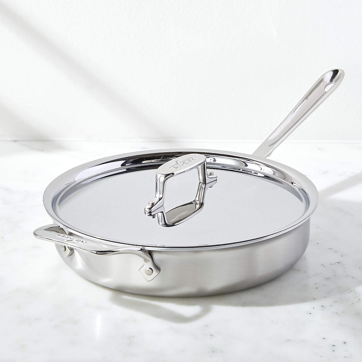 All-Clad d5 Brushed Stainless Steel 3-Quart Sauté Pan with Lid All Clad D5 Stainless Steel Saucepan 3 Qt