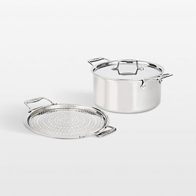 View All-Clad ® D5 8-Qt. Stockpot with Lid and Strain & Splatter Guard details