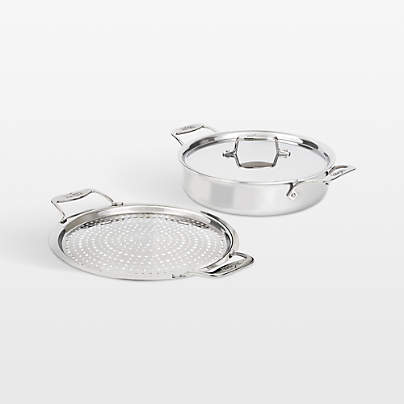 All Clad ® D5 4-Qt. Sauteuse with Lid and Strain & Splatter Guard